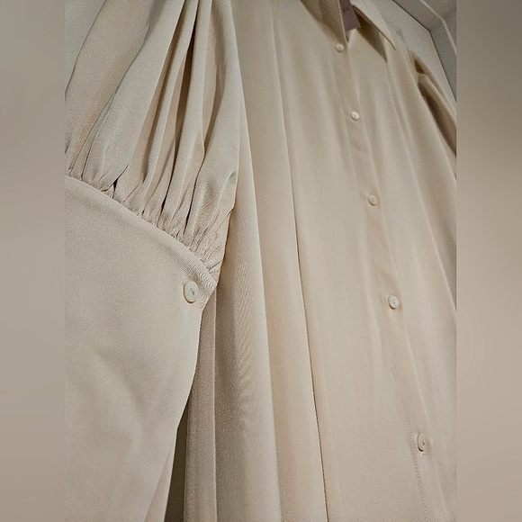 NWT Long Sleeve Drape Shirt Robe Dress (Cream) - NAP Loungewear - Picture 10 of 13